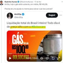Vereador de São Paulo diz que gás de cozinha é R$ 145 e redes rebatem; veja preço médio - Twitter/Reprodução