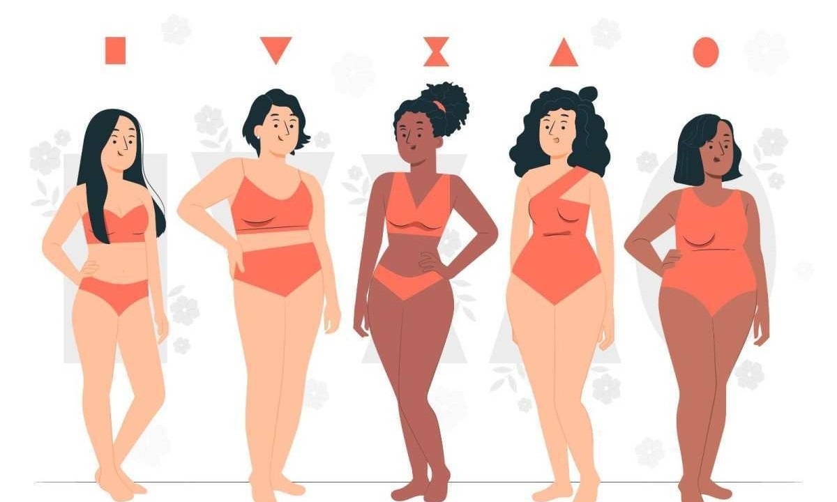 Ilustração com cinco mulheres de corpo inteiro, apresentando altura e peso diferentes, demonstram que elas estão se libertando para viver como quiserem com os próprios corpos, independentemente, de padrões sociais impostos -  (crédito: Freepik)