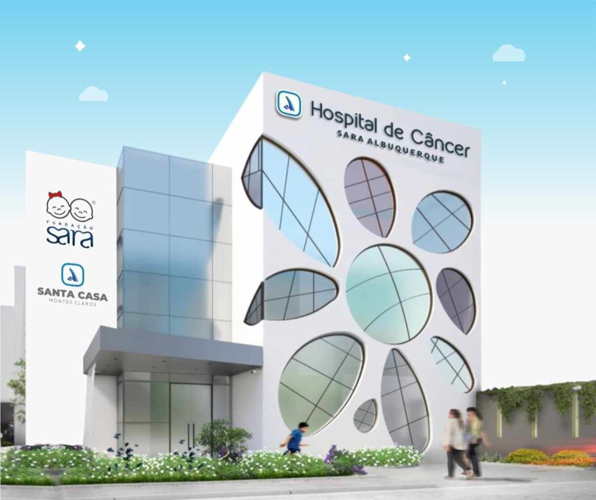Perspectiva do futuro hospital do câncer da Fundação Sara em Montes Claros.