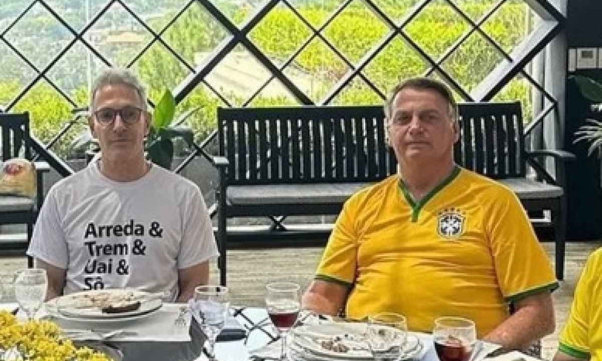 Zema e Bolsonaro almoçam juntos -  (crédito: Redes Sociais/Reprdução)