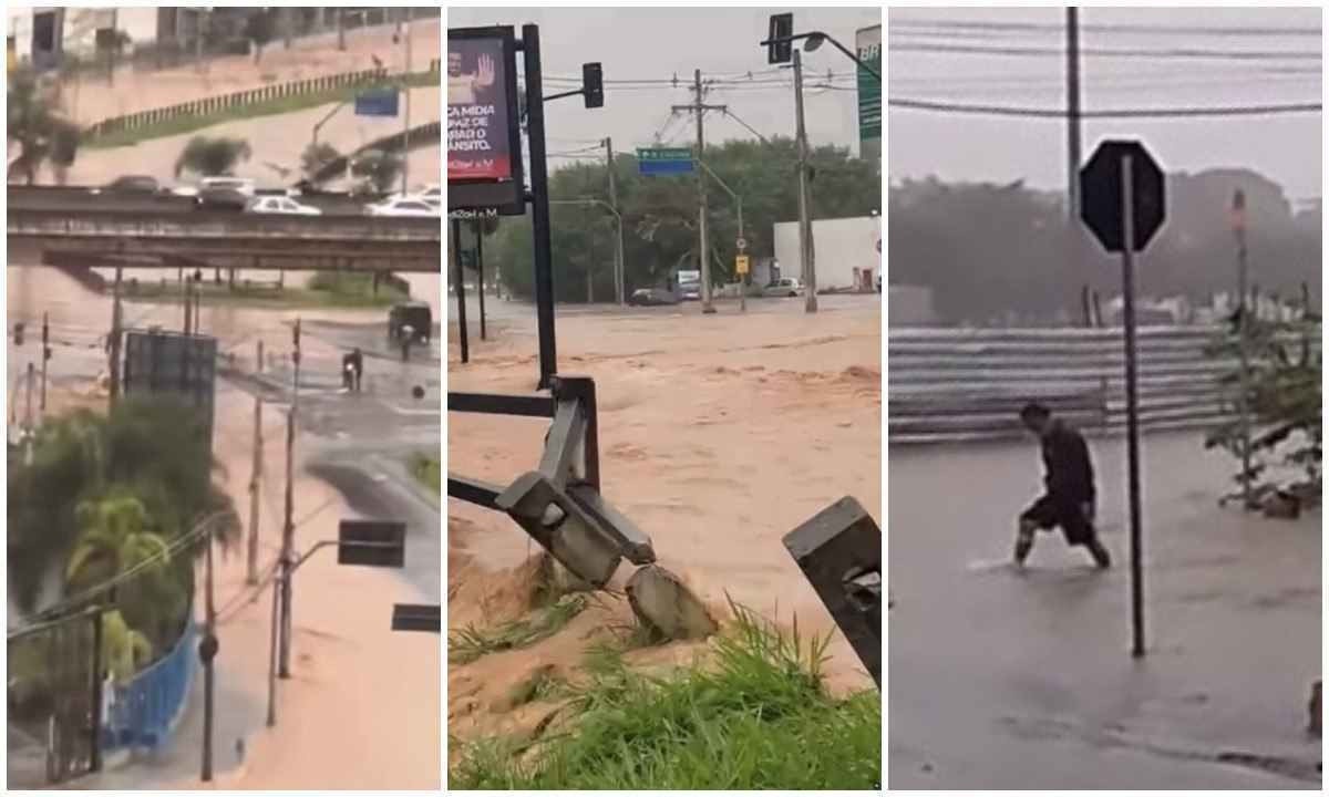 Contagem entra em alerta vermelho depois de chuvas que alagaram ruas e avenidas