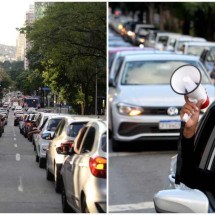 Motoristas de app promovem ‘buzinaço’ contra projeto em BH; veja vídeo - Túlio Santos/EM/D.A.Press