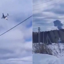Avião militar russo cai perto de Moscou com 15 pessoas a bordo - Redes sociais 