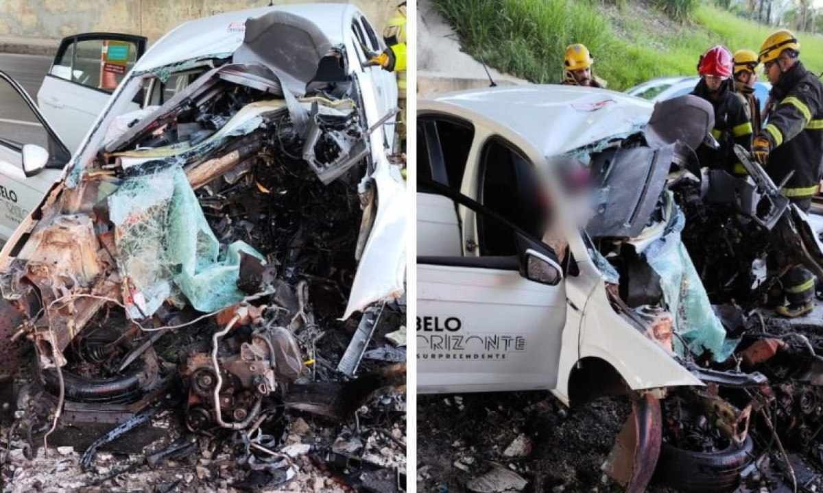 Motorista morre em batida de táxi em viaduto do Anel Rodoviário