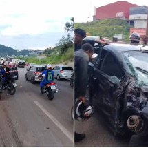 Acidente entre carreta e carros deixa feridos na BR-381, em Betim - Redes Sociais / Reprodução