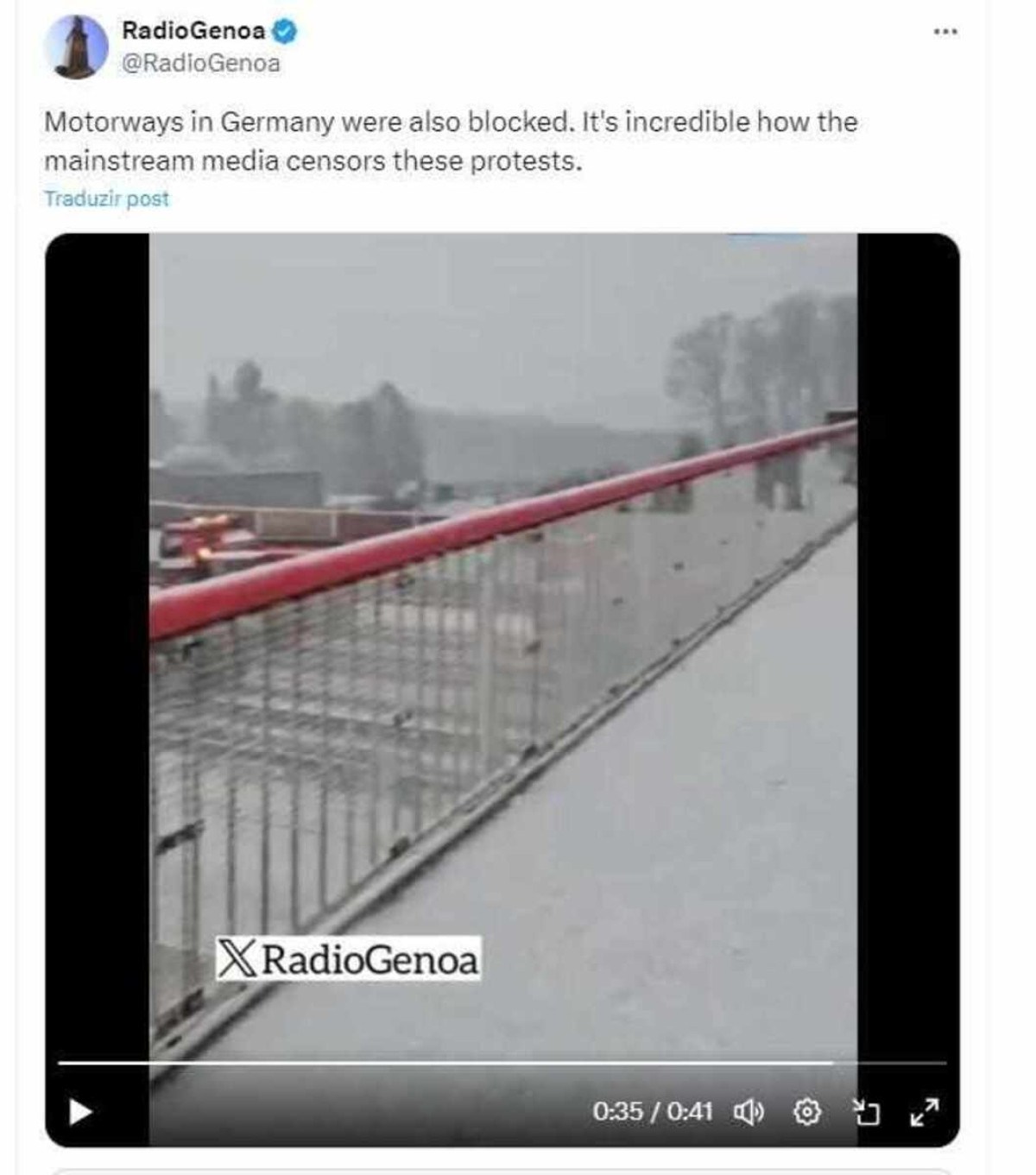 A busca reversa pelas imagens do vídeo apontou uma publicação de 8 de janeiro deste ano, que mostra que o protesto aconteceu na Alemanha