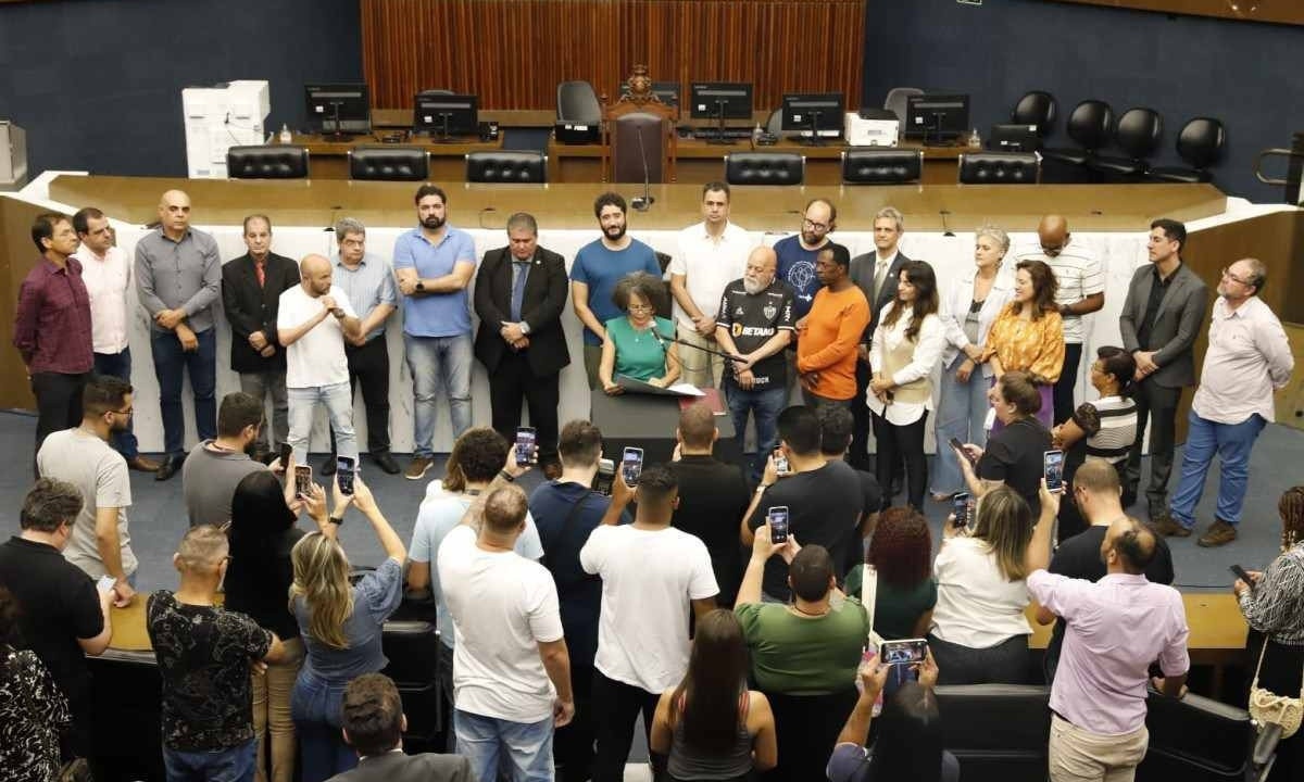 Cerimônia de posse dos novos vereadores, nesta segunda (25/3), na Câmara Municipal de Belo Horizonte -  (crédito: Karoline Barreto/CMBH)