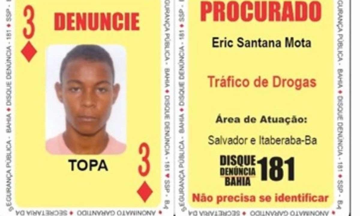 Eric Santana Mota era um dos alvos prioritários da Secretaria de Segurança Pública, pontuou a Polícia Civil da Bahia -  (crédito: Polícia Civil da Bahia/Reprodução)