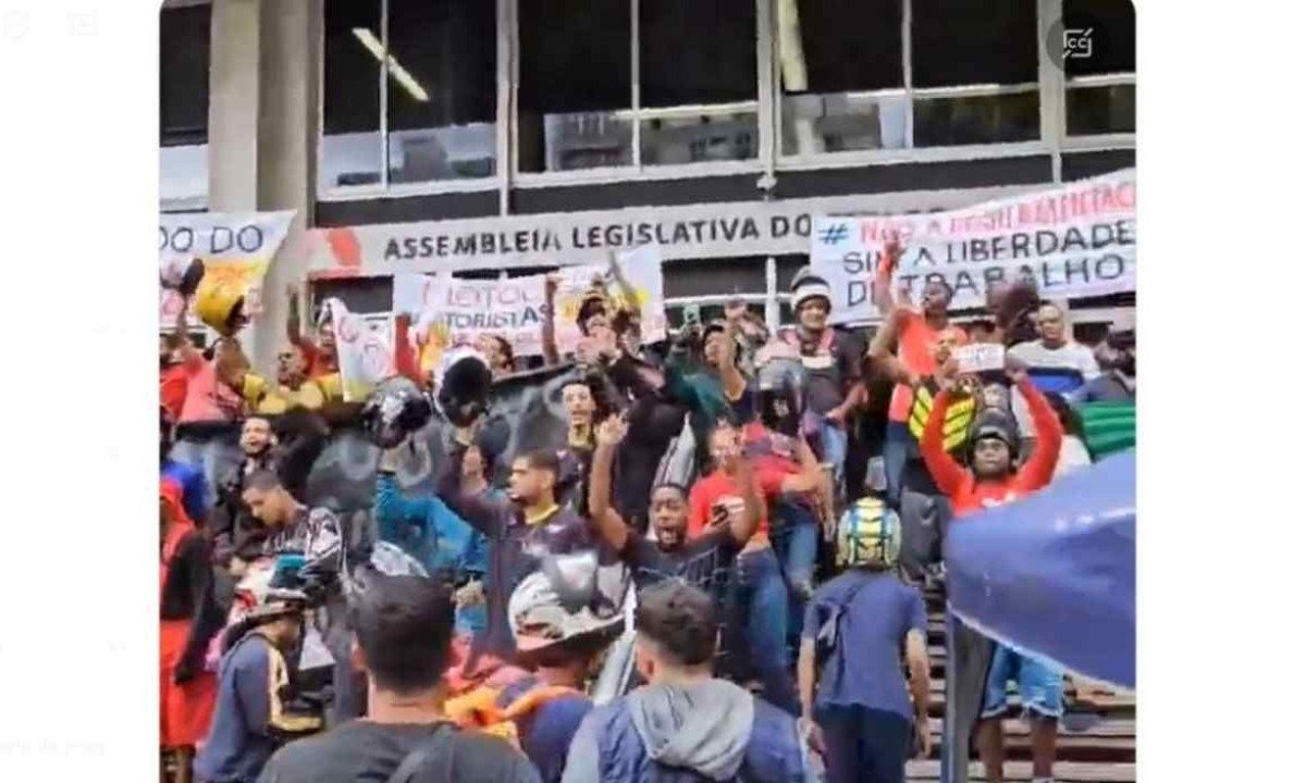 Motoboys manifestam em BH -  (crédito: Redes Sociais/Reprodução)