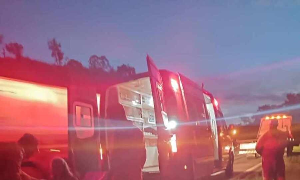 Vítimas conseguiram sair sozinhas depois do veículo em que estavam capotar às margens da MG-050, no Centro-Oeste de Minas -  (crédito: Corpo de Bombeiros/Divulgação)