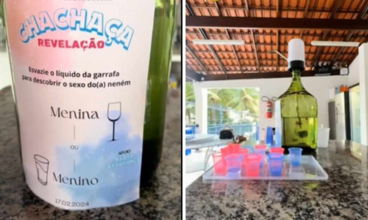 Casal convidou parentes e amigos para beber cinco litros de cachaça para descobrir o nome do bebê -  (crédito: Reprodução / Instagram)