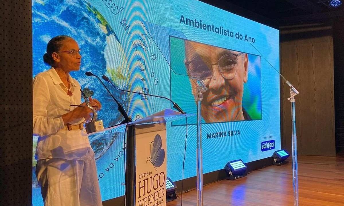 Marina recebeu honraria em BH na noite dessa terça-feira (2/4) -  (crédito: Lucas Mamede/Instagram/Marina Silva)