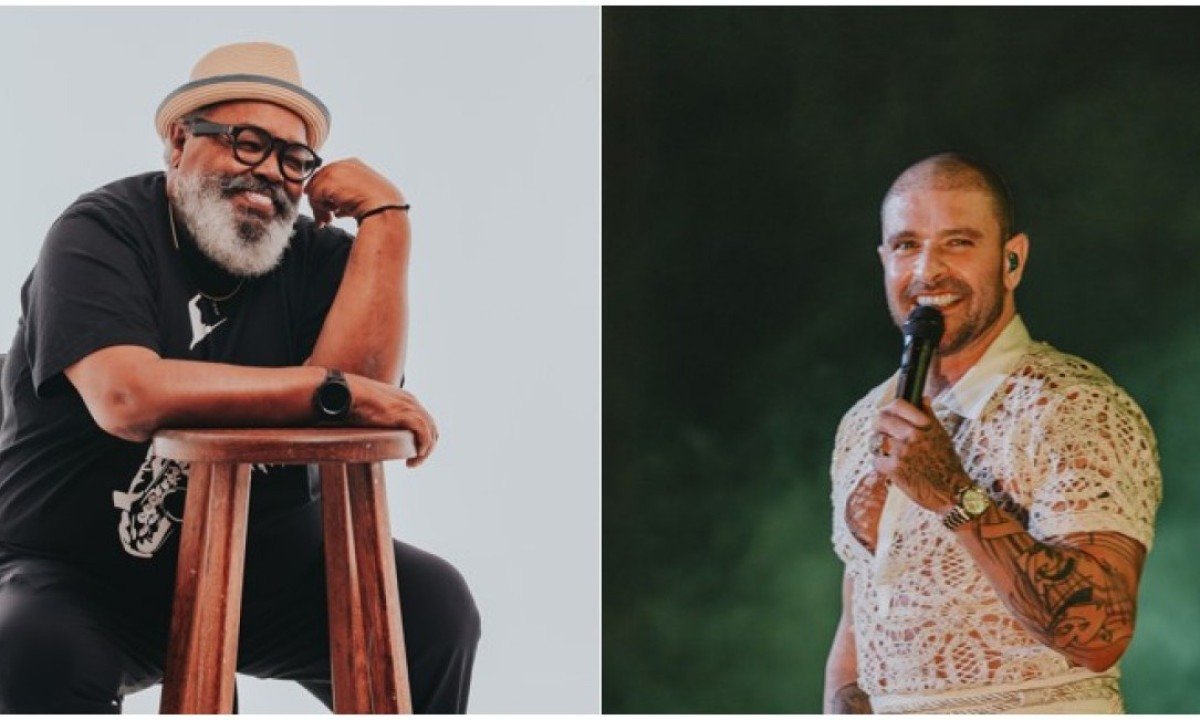 Jorge Aragão e Diogo Nogueira no Festival Viçosa Mel e Cachaça 2024 -  (crédito: Uai Turismo)