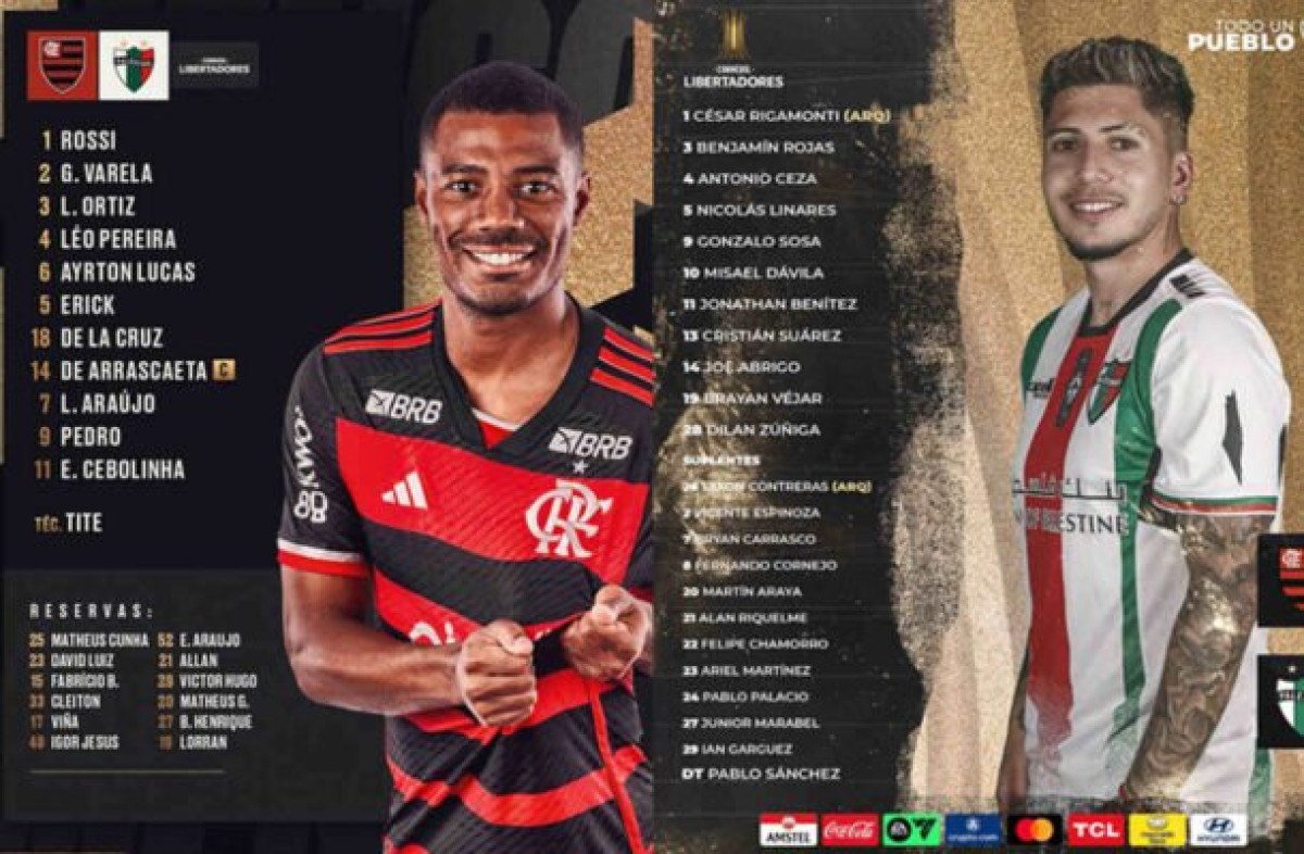 Flamengo escalado para duelo contra o Palestino
