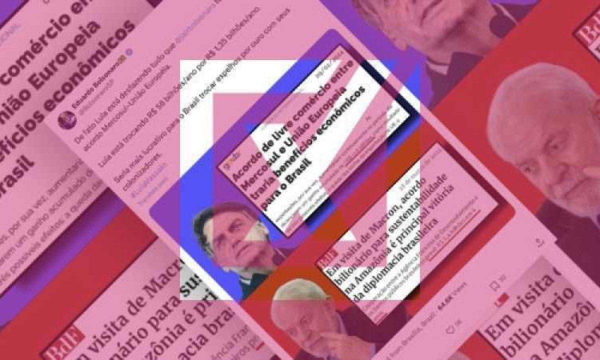 Eduardo Bolsonaro omite trecho da reportagem que explica que as negociações entre os dois blocos se arrastam há 25 anos, sugerindo que o pai foi responsável por finalizar a negociação -  (crédito: Projeto Comprova)