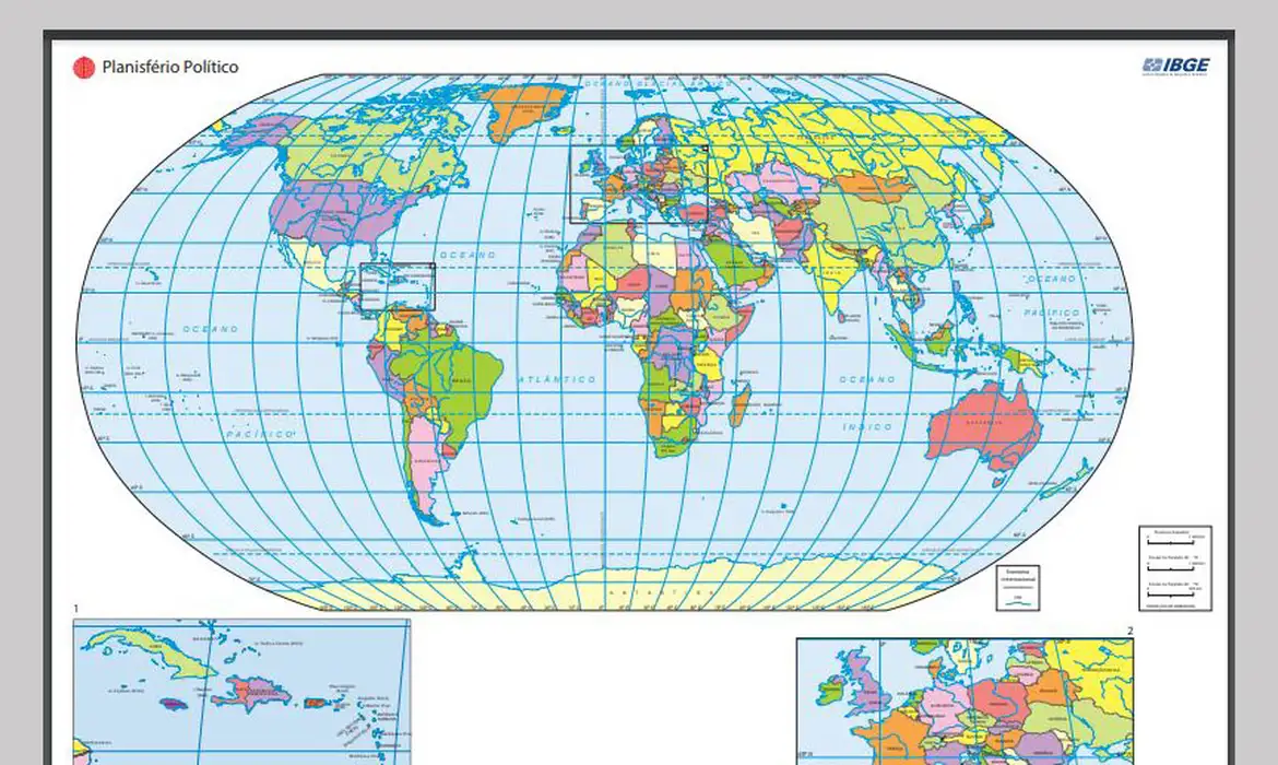 IBGE inicia venda do mapa-múndi com o Brasil no centro -  (crédito: EBC)