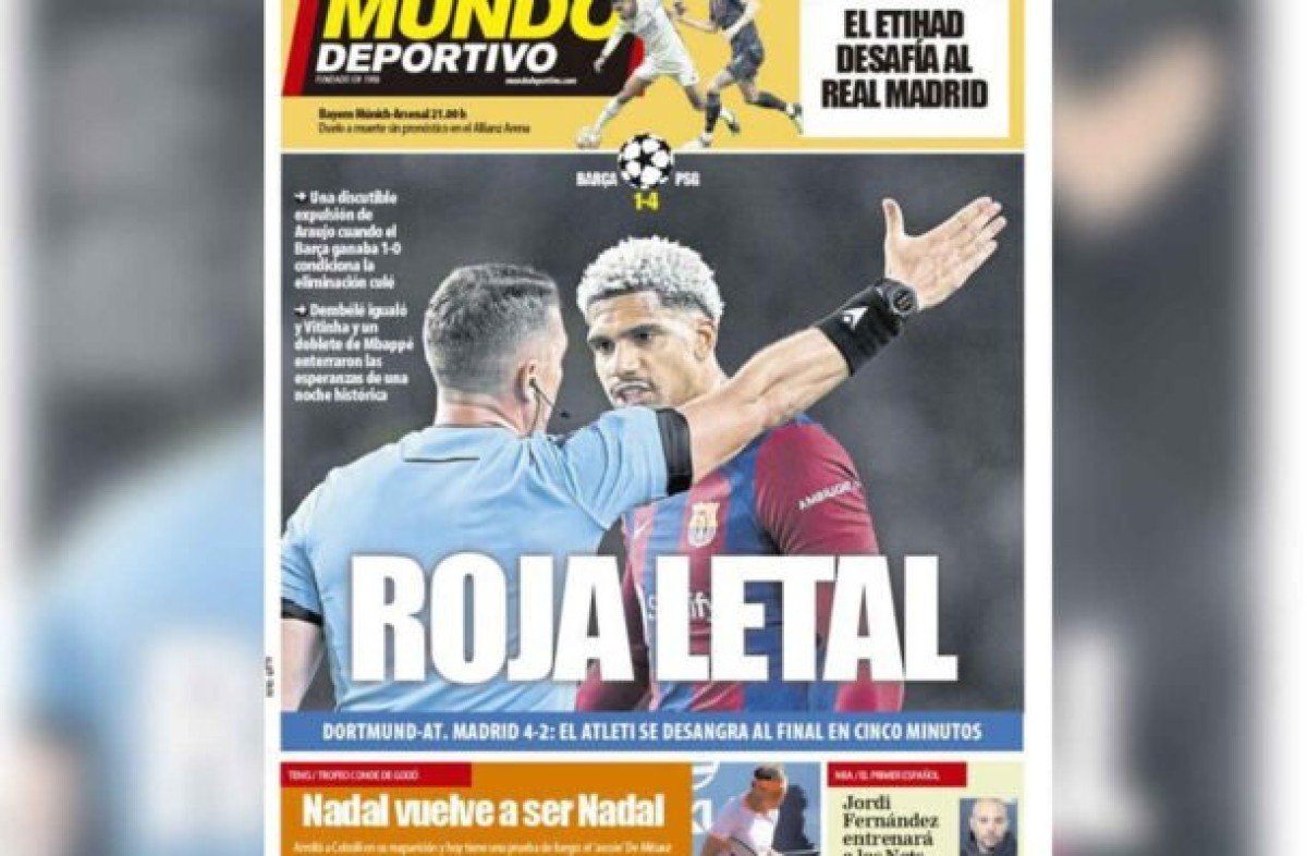 Champions: jornal de Barcelona chama arbitragem de ‘suspeita’ e ataca PSG