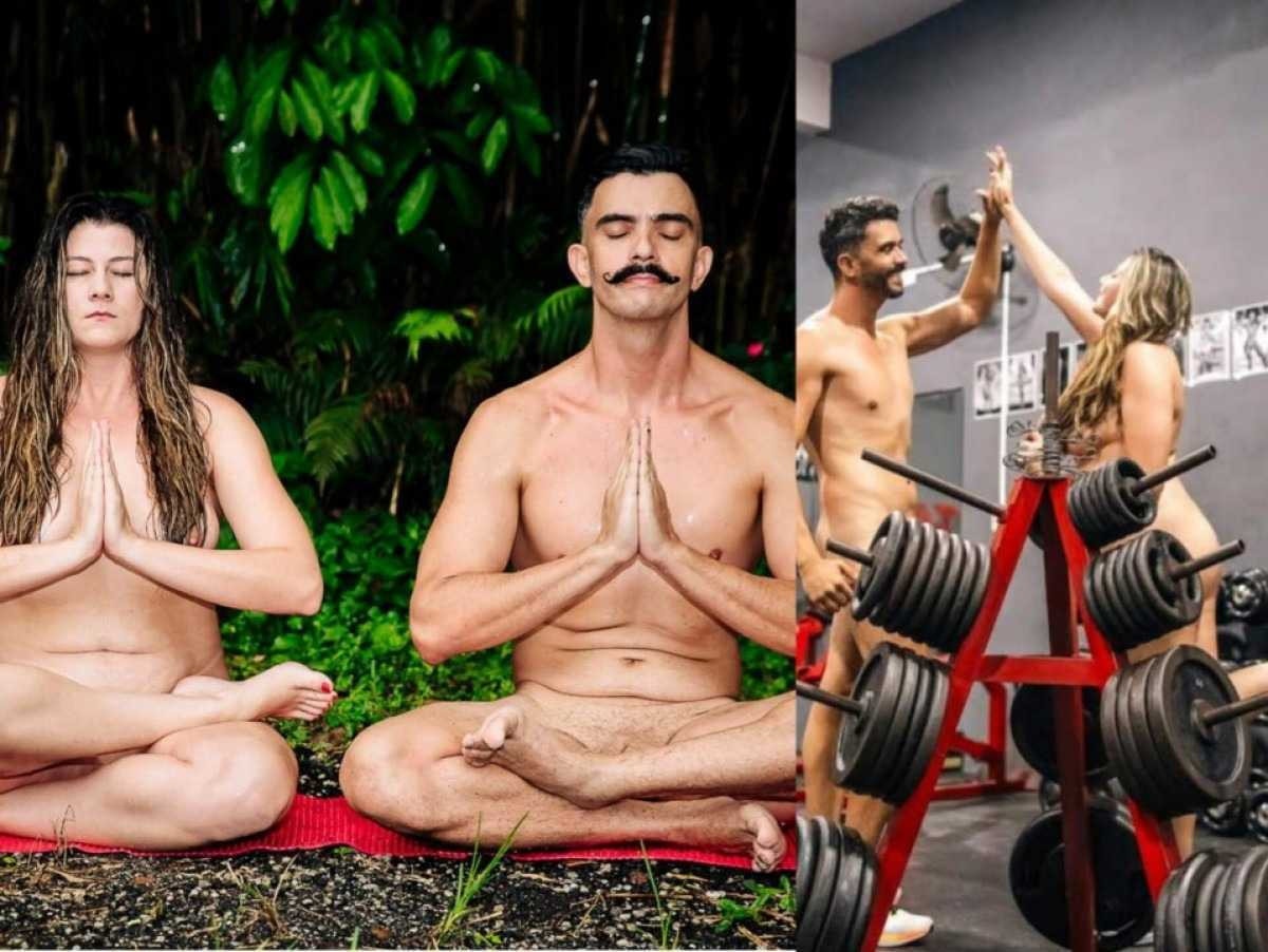 'Casal peladão' troca academia por ioga ao ar livre