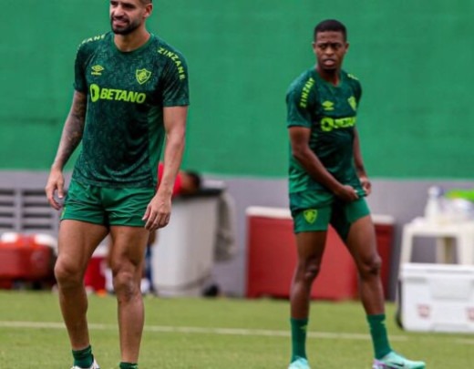 Renato Augusto e Keno em treino do Fluminense -  (crédito: Foto: Marcelo Gonçalves/Fluminense)