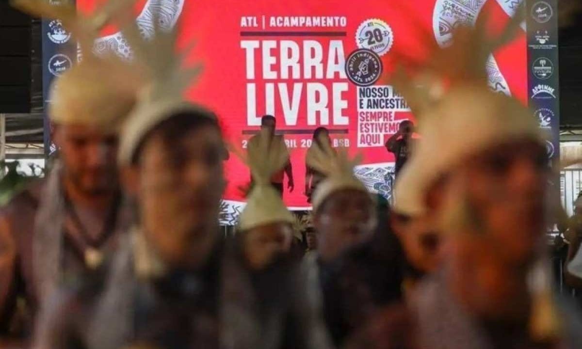 O Acampamento Terra Livre come&ccedil;ou na segunda-feira (22/4) e vai at&eacute; sexta-feira (26/4) -  (crédito: Fabio Rodrigues Pozzebom/Ag&ecirc;ncia Brasil)