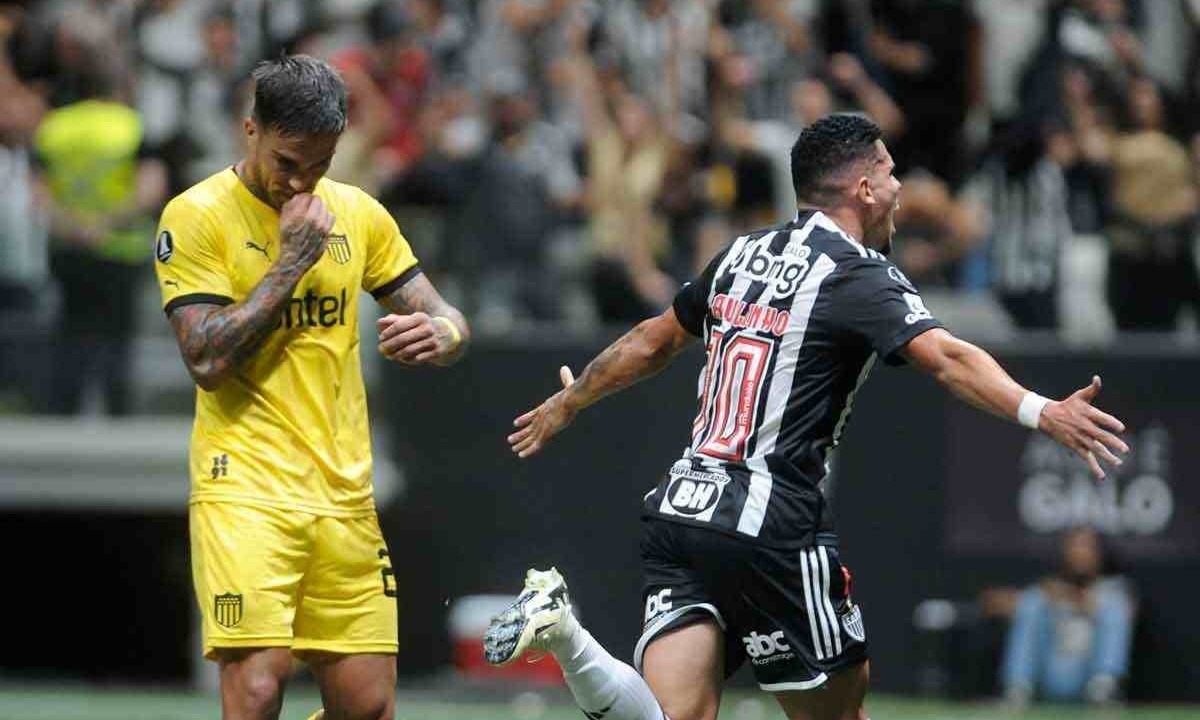 Atlético tem 100% de aproveitamento na Libertadores até agora. No último jogo, diante do Peñarol, time venceu por 3 a 2 e Paulinho marcou um gol -  (crédito: Alexandre Guzanshe/EM/D.A Press)
