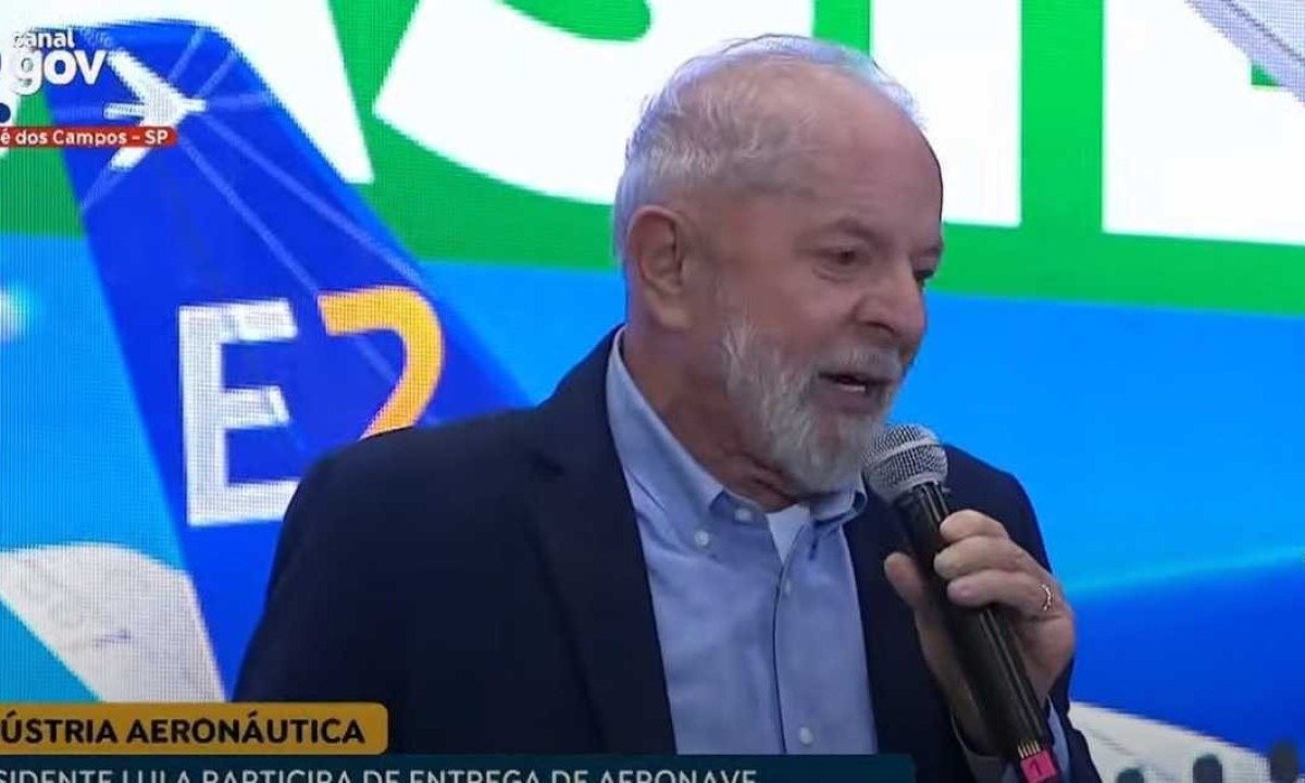 Presidente Luiz Inácio Lula da Silva participou de evento da Embraer em São José dos Campos, no interior de São Paulo -  (crédito: Reprodução/Redes Sociais)