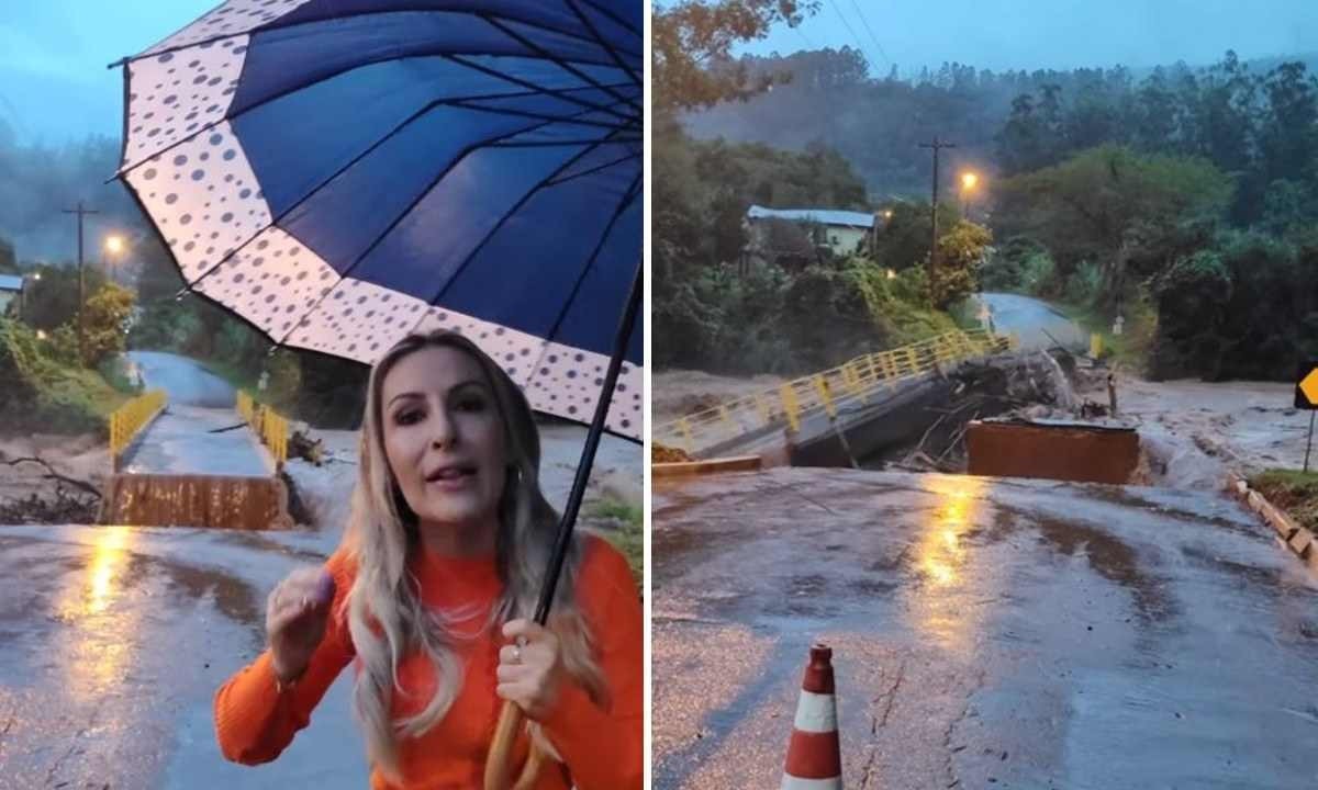 Prefeita grava ponte caindo enquanto alertava sobre temporais