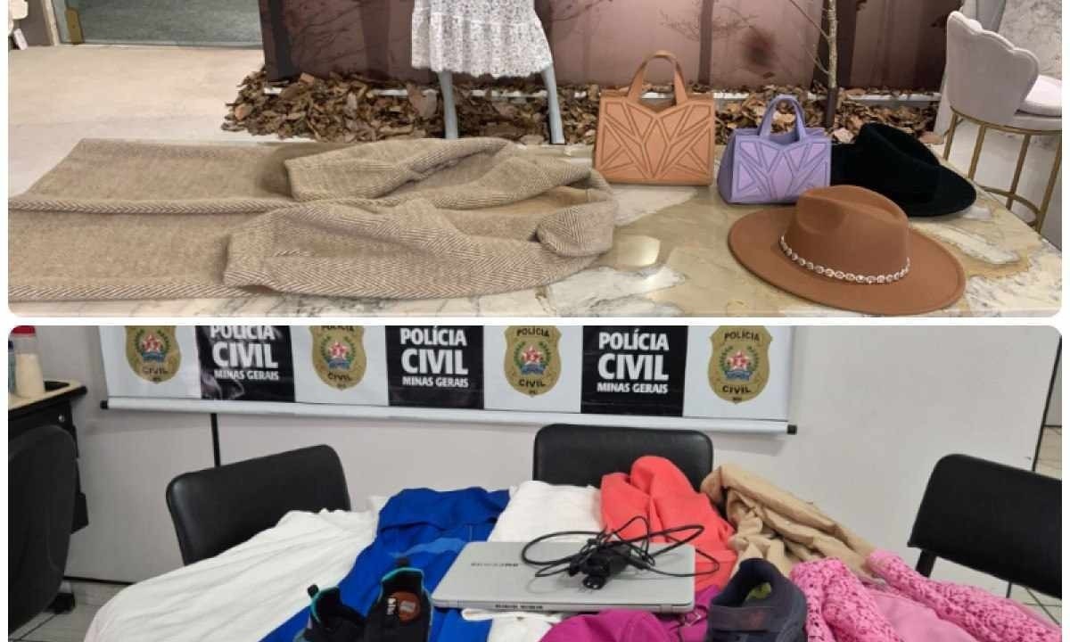 Polícia Civil apreendeu um notebook, diversas roupas de grife avaliadas em R$ 10 mil, além de dois pares de tênis infantis e um celular -  (crédito: PCMG/Divulgação)