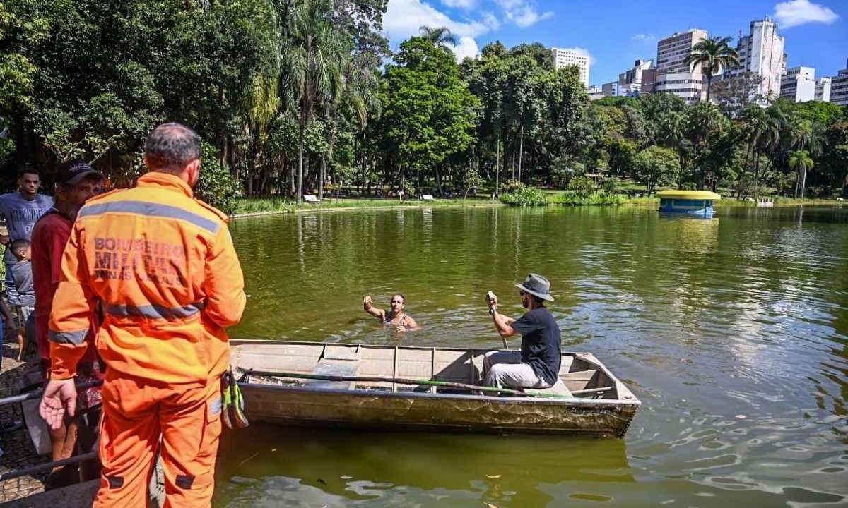 Lago do Parque Municipal de BH onde homem pulou e se afogou  -  (crédito: Leandro Couri/ EM/D.A. Press)