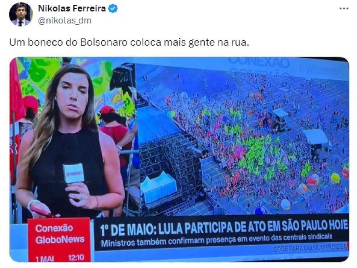 NIkolas e bolsonaristas debocham de baixa adesão em ato com Lula