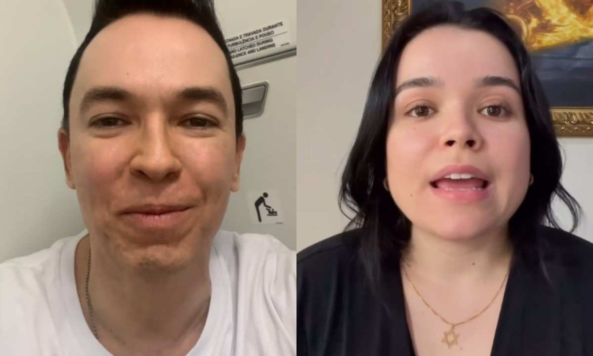 Pastor Lucinho e sua filha, Emily, publicaram vídeos explicando que o beijo foi 'inocente' -  (crédito: Redes sociais/Reprodução)