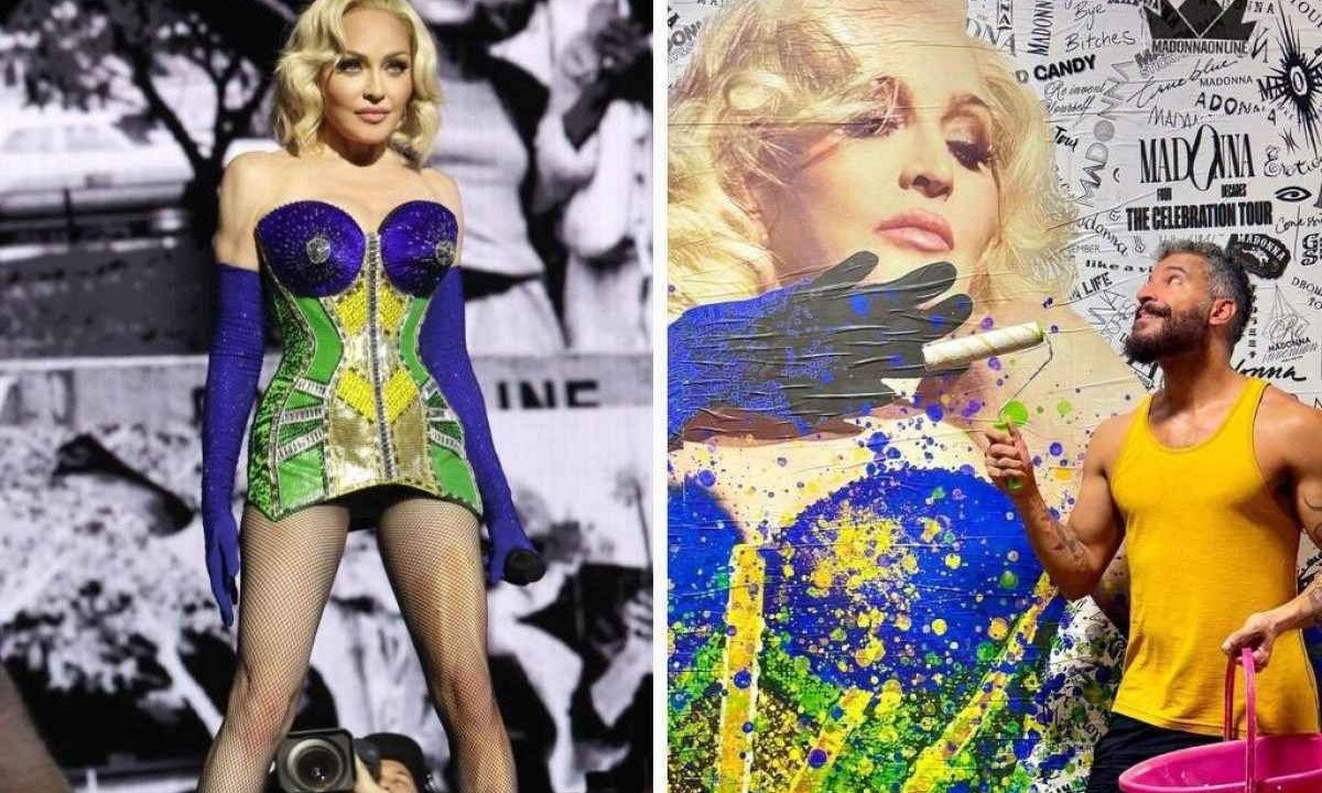 Madonna vestiu corselet feito por Jean Paul Gaultier e inspirado em arte de Rafael Arena, fã brasileiro -  (crédito: Reprodução/Instagram)