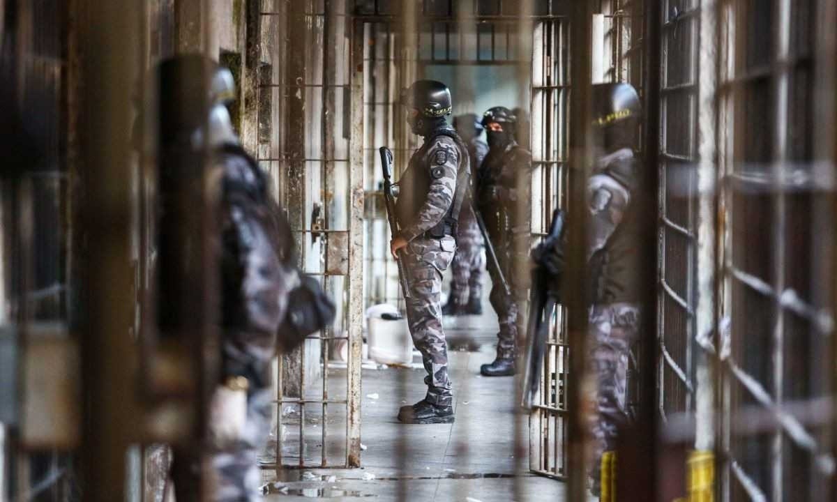 Segundo dia da Operação K9 revistou mais um presídio em ribeirão das Neves, na Grande BH
 -  (crédito: Tiago Ciccarini/Ascom Sejusp)