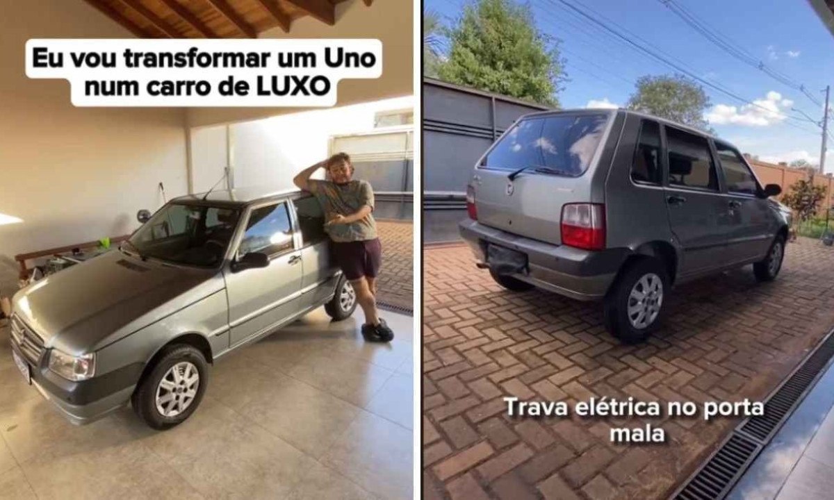 Tiktoker faz melhorias em um Fiat Uno  -  (crédito: Reprodução / TikTok)