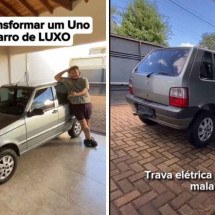 Tiktoker tenta transformar Fiat Uno em um carro de luxo - Reprodução / TikTok