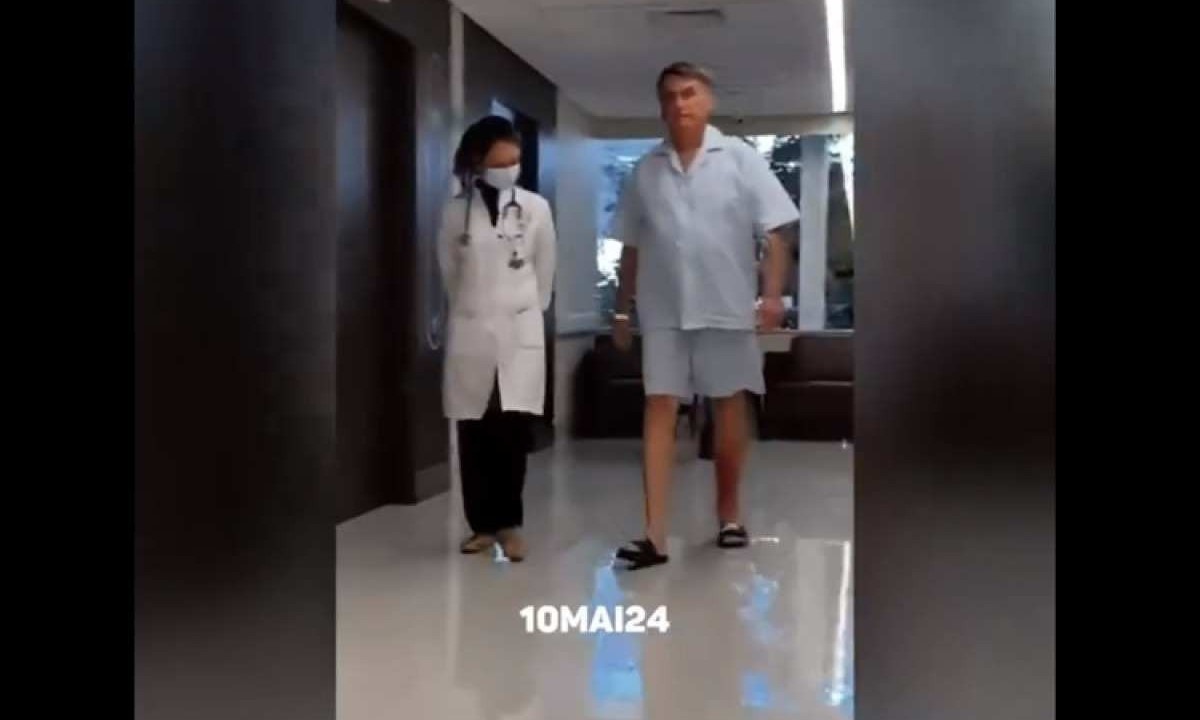 Jair Bolsonaro em hospital -  (crédito: Reprodução/Twitter/@jairbolsonaro)