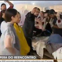 Repórter encerra entrada ao vivo após voluntários gritarem 'Globo lixo' - Reprodução/Redes sociais