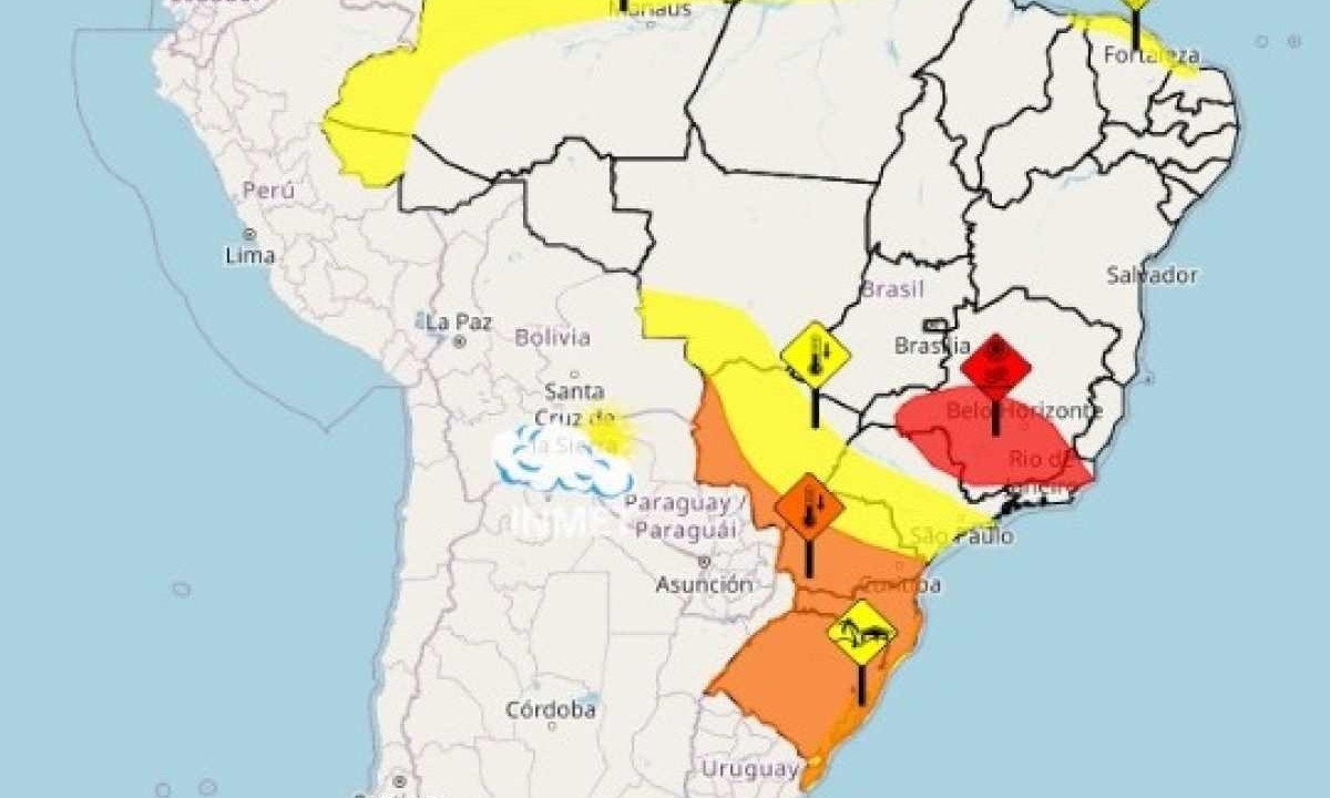 O sul registra alertas para baixas temperaturas e geadas em meio a tragédia climática no Rio Grande do Sul -  (crédito: Reprodução / Inmet)
