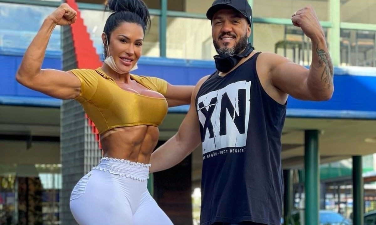 Uma exposição de músculos do ex-casal Gracyanne Barbosa e Belo -  (crédito: Reprodução/Redes sociais)