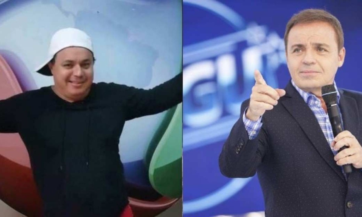 Nando Soares e o apresentador Gugu Liberato -  (crédito: Divulgação/Rede Record)