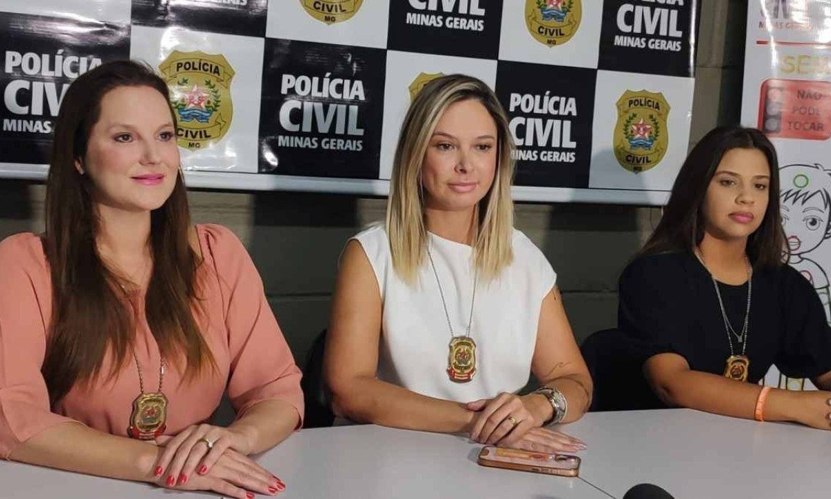 Delegadas Thais Degani, Renata Ribeiro e Letícia Miller lançam campanha do Maio Laranja, ação preventiva contra o abuso e a exploração sexual infantojuvenil -  (crédito: Jair Amaral/EM/D.A. Press)