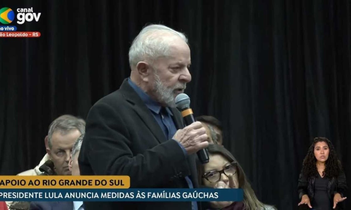 Presidente Lula anuncia, em evento em São Leopoldo, novas medidas de apoio as vítimas das enchentes que devastaram o Rio Grande do Sul -  (crédito: Reprodução/CanalGov)