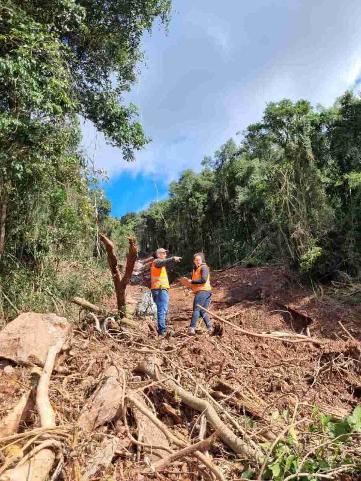 engenheiros trabalhando em deslizamento