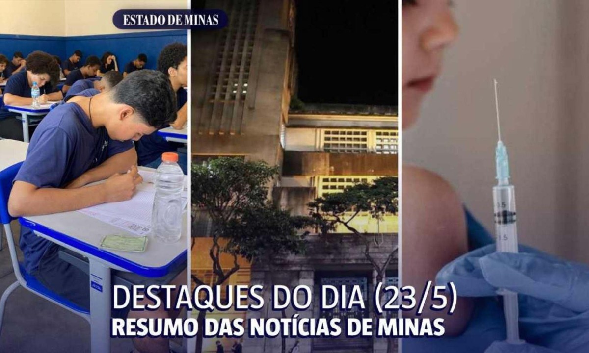 Resumo das notícias de Minas Gerais desta quintta-feira (23/5) -  (crédito: Arte sobre fotos de SEE-MG/Divulgação, PBH/Divulgação e Freepik)
