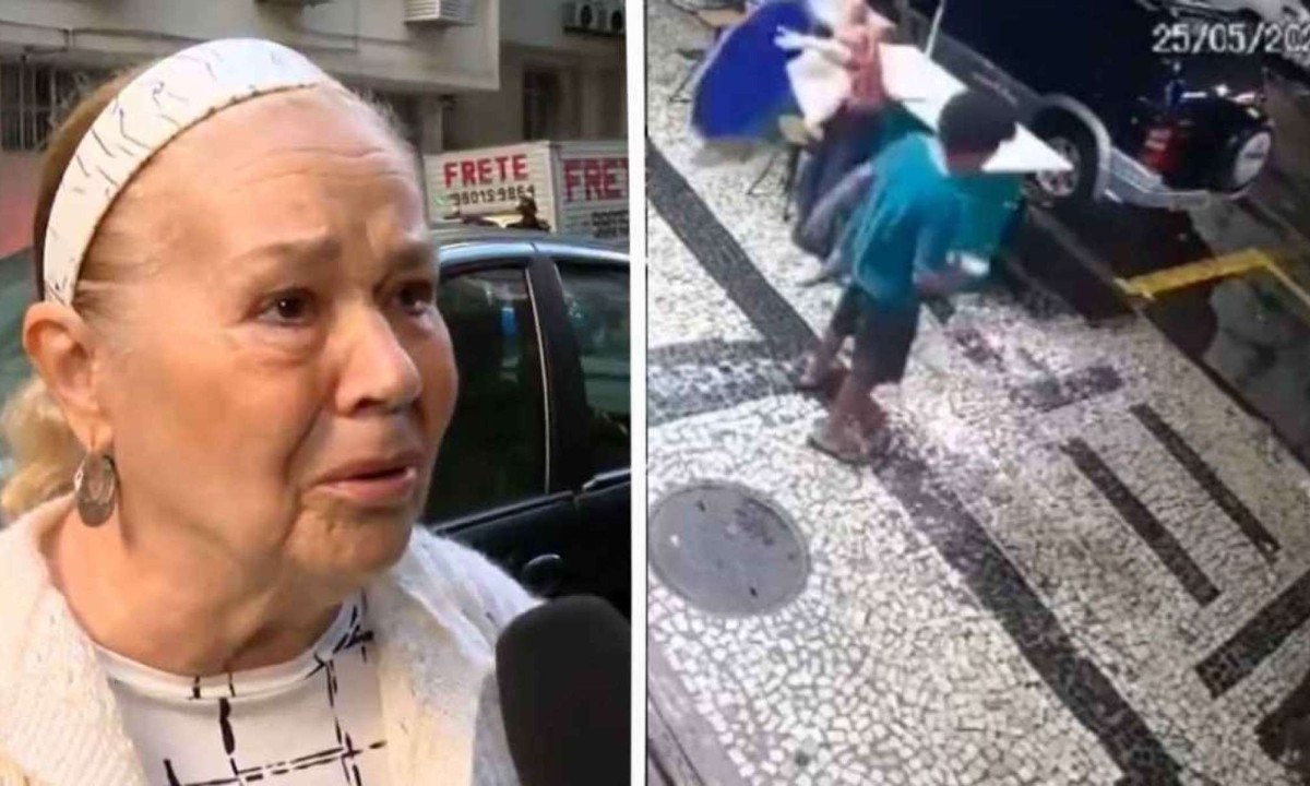 Ornélia Aurora foi agredida por se negar a dar esmola ao homem -  (crédito: Montagem sobre Reprodução TV Globo e Redes sociais)