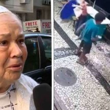 ‘Estou muito mal’, diz idosa agredida por homem em situação de rua no Rio - Montagem sobre Reprodução TV Globo e Redes sociais