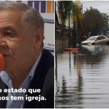 Vídeo: prefeito associa enchentes no RS a quantidade de igrejas e 'centros' - Reprodução/Redes sociais e ANSELMO CUNHA / AFP