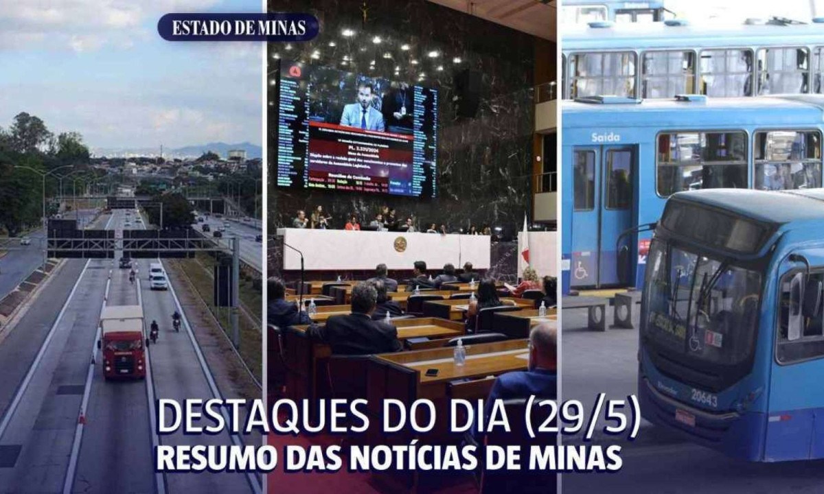 Resumo das notícias de Minas Gerais desta quarta-feira (29/5) -  (crédito: DER-MG/Divulgação, Alexandre Netto/ALMG e Edesio Ferreira /EM/D.A Press)