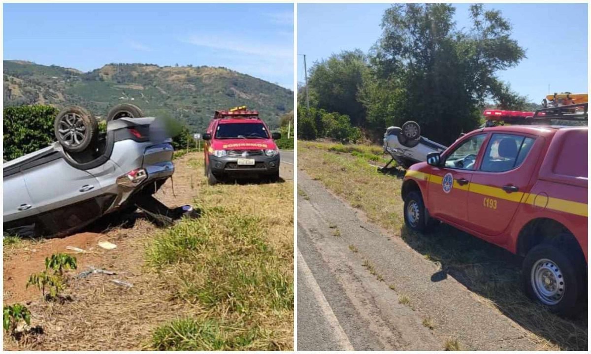 Acidente aconteceu na LMG-879, no município de Machado, no Sul de Minas Gerais, nesta quinta-feira (30/5) -  (crédito: Corpo de Bombeiros/Divulgação)