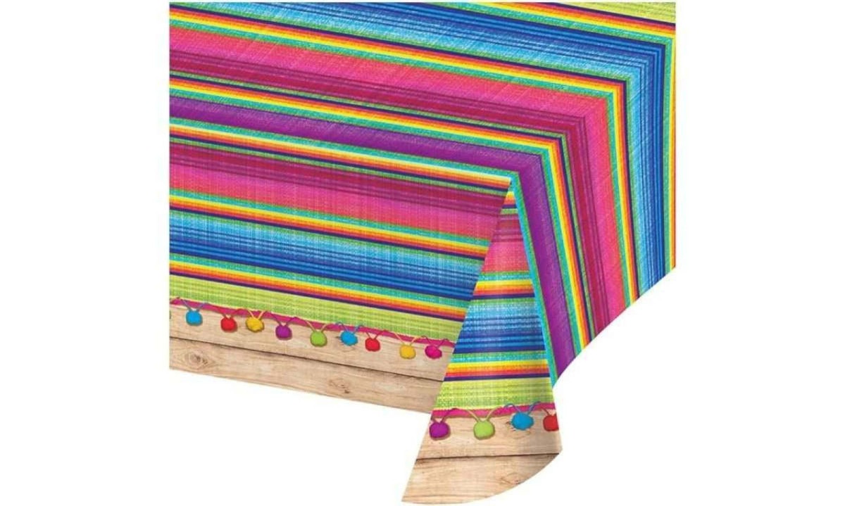 Creative Converting 324357 Capa de mesa de plástico com estampa completa, 137 x 254, Serape